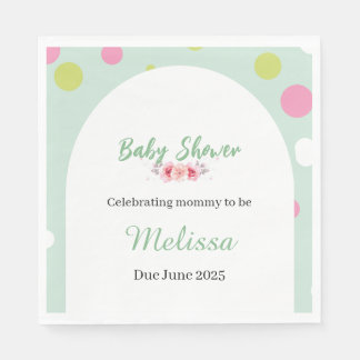 Serviette En Papier Baby shower pastels à pois