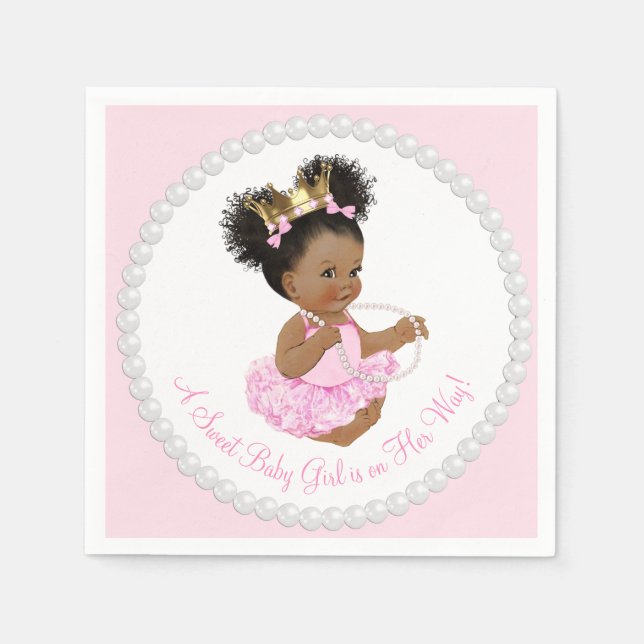 Serviette En Papier Baby shower Pearl de la princesse africaine Napkin (Devant)
