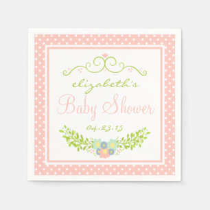 Serviette En Papier Baby shower Pêche Florale