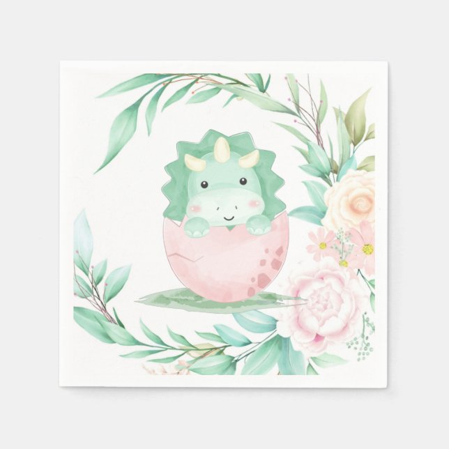 Serviette En Papier Baby shower Peony vert rose (Devant)