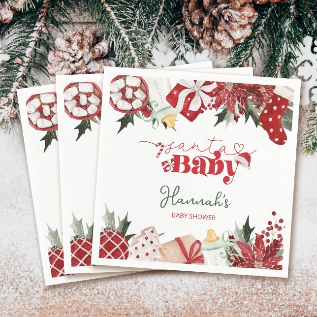 Serviette En Papier Baby shower Père Noël de Noël (Créateur téléchargé)