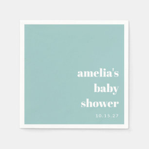 Serviette En Papier Baby shower personnalisé Aqua Blue Minimalist
