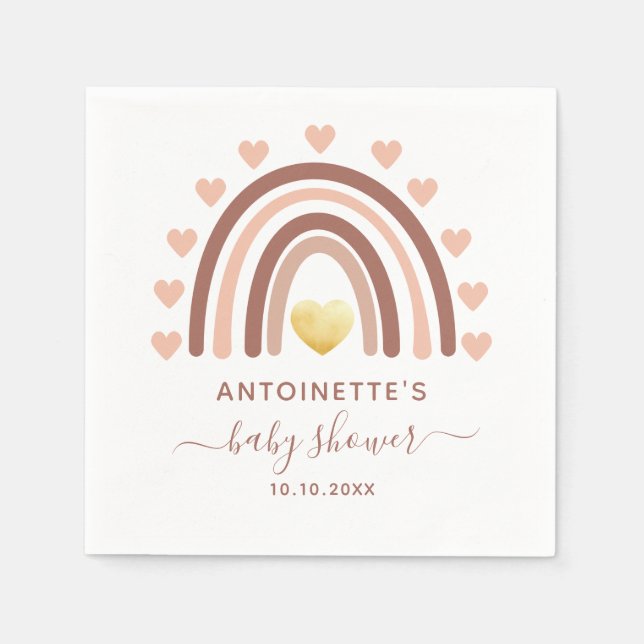 Serviette En Papier Baby shower personnalisé arc-en-ciel mignon (Devant)