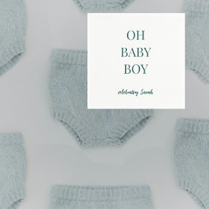Serviette En Papier Baby Shower Personnalisé Bleu-vert pour Garçon
