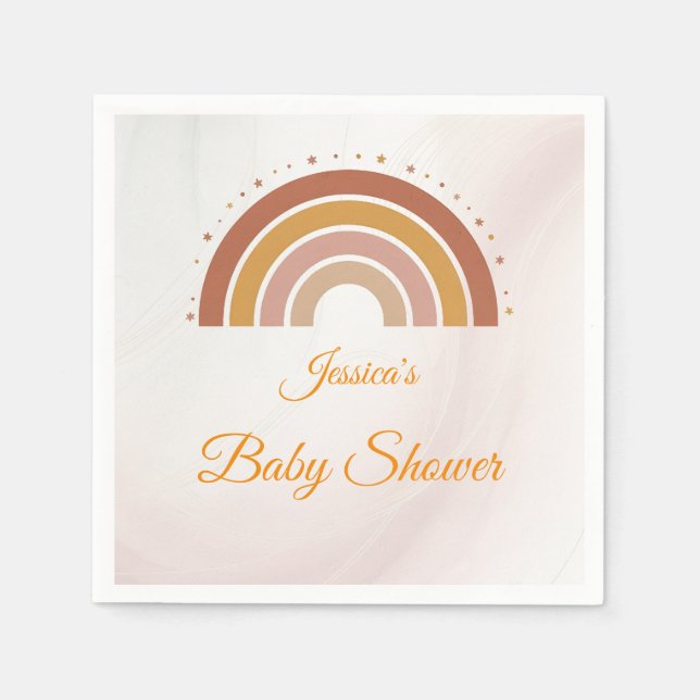 Serviette En Papier Baby shower personnalisé Boho Rainbow moderne (Devant)