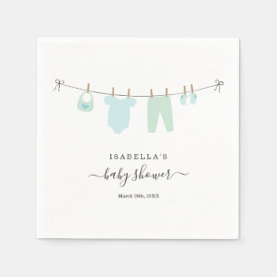 Serviette En Papier Baby shower personnalisé Boy's Blue & Green