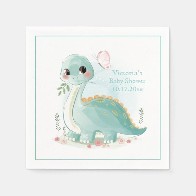 Serviette En Papier Baby shower personnalisé Dinosaur (Devant)