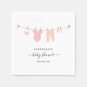 Serviette En Papier Baby shower personnalisé Fille rose et corail