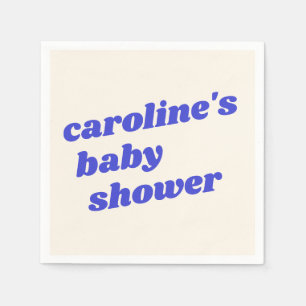 Serviette En Papier Baby Shower Personnalisé Moderne Bleu Rétro Garçon