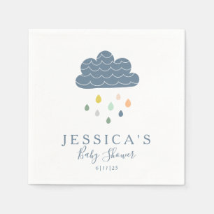 Serviette En Papier Baby Shower Personnalisé Nuage Fantaisiste Gouttes