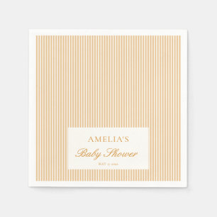 Serviette En Papier Baby Shower Personnalisé Rayure Jaune Ticking Prép