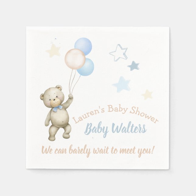 Serviette En Papier Baby shower personnalisé serviettes Ours en peluch (Devant)