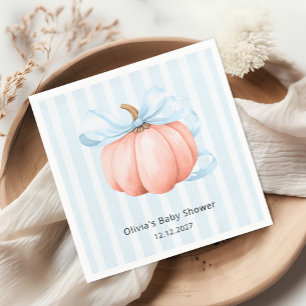 Serviette En Papier Baby shower petit Citrouille moderne Blue Bow Bow