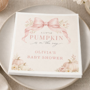 Serviette En Papier Baby Shower Petit Citrouille Rose Ruban