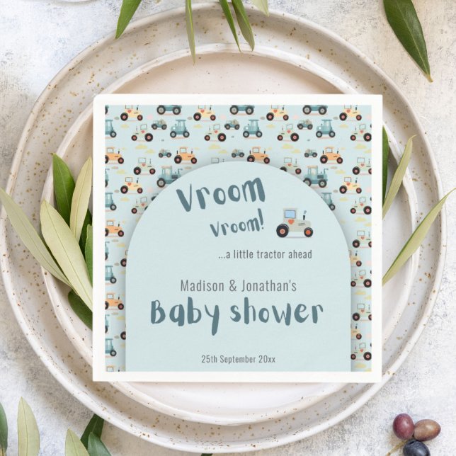 Serviette En Papier Baby shower petit tracteur devant Papier Napkin (Créateur téléchargé)