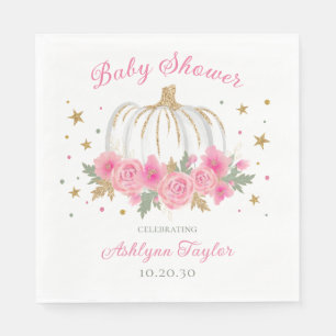 Serviette En Papier Baby Shower Petite Fille Citrouille