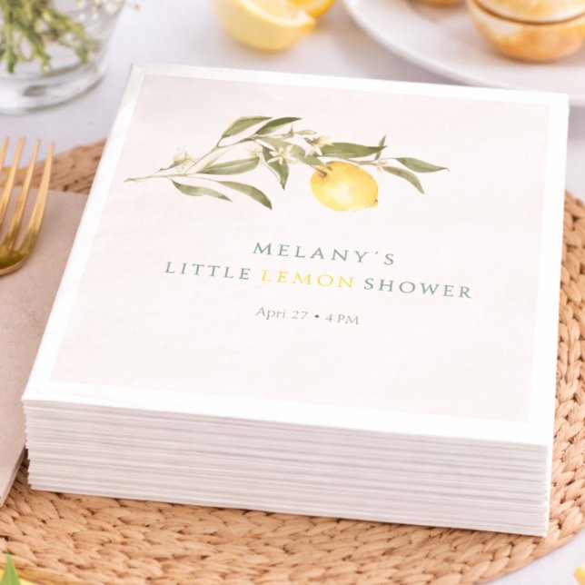 Serviette En Papier Baby-Shower Petits Citrons Citrus (Little Lemon Citrus Baby Shower Napkins)