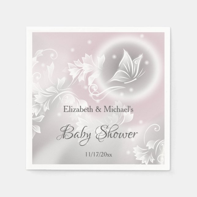 Serviette En Papier Baby shower phantastique de papillon bleu (Devant)