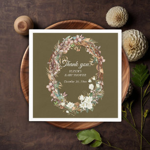 Serviette En Papier Baby shower photo Whimsical Woodland Floral