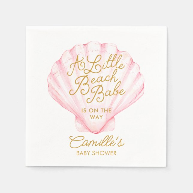 Serviette En Papier Baby shower Pink Little Beach Babe (Devant)