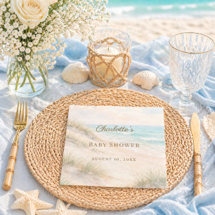 Serviette En Papier Baby Shower plage côtière élégante