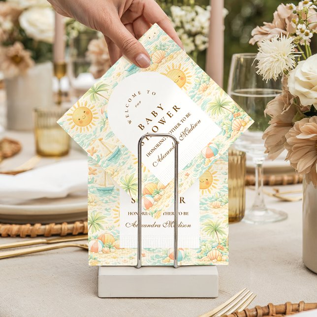Serviette En Papier Baby Shower Plage Ensoleillée (Créateur téléchargé)