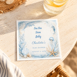 Serviette En Papier Baby Shower plage été Sea You Soon