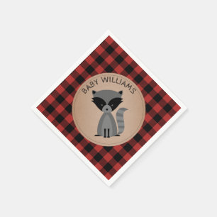 Serviette En Papier Baby shower plat Raccoon Lumberjack serviettes