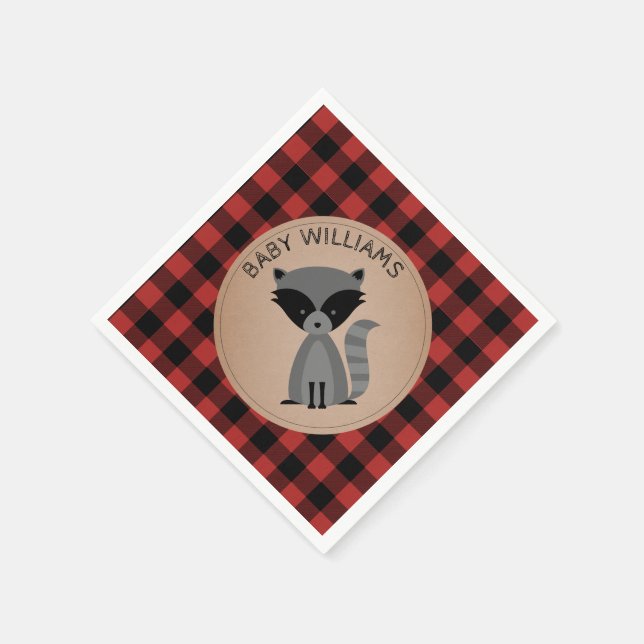 Serviette En Papier Baby shower plat Raccoon Lumberjack serviettes (Coin)
