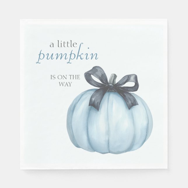 Serviette En Papier Baby shower Pois Blue Little Citrouille (Devant)