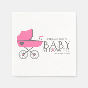 Serviette En Papier Baby shower Porte-Bébé rose filles