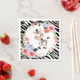 Serviette En Papier Baby shower Poster de animal Cute Zebra