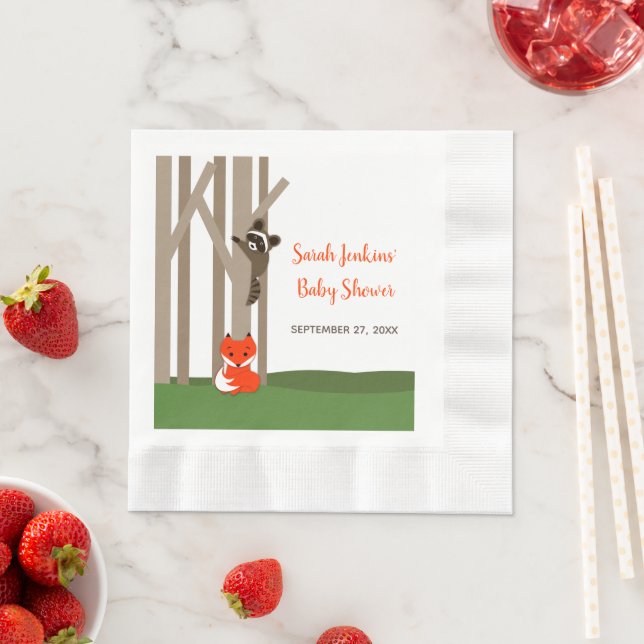 Serviette En Papier Baby shower pour bébés Woodland (En situation)