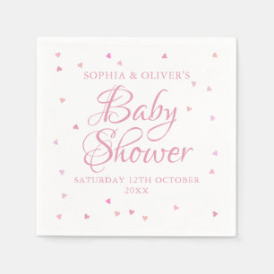 Serviette En Papier Baby shower pour couples cœurs roses