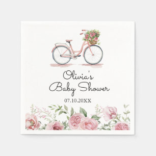 Serviette En Papier Baby shower pour fille à vélo Vintage rose mou