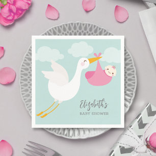 Serviette En Papier Baby shower pour fille de groupe de Stork
