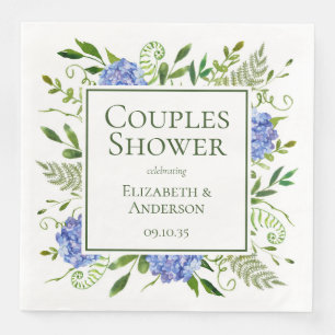 Serviette En Papier Baby Shower pour futurs parents avec des Hortensia
