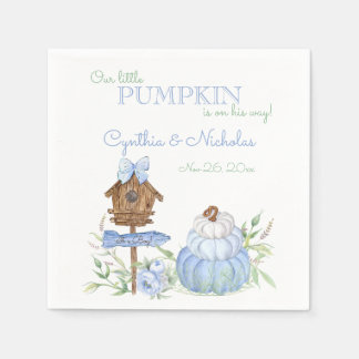 Serviette En Papier Baby shower pour garçon Citrouille Blue Little