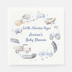 Serviette En Papier Baby shower pour garçons de transport d'aventure