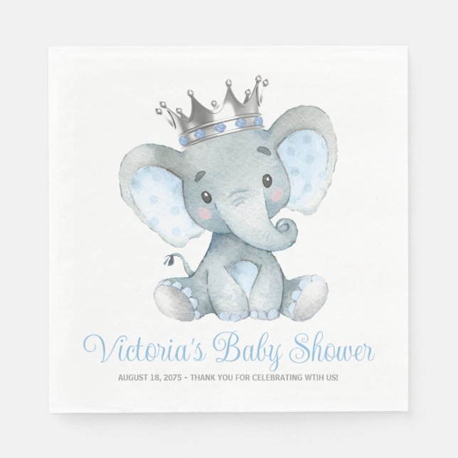 Serviette En Papier Baby Shower pour un Petit Éléphant Garçon sur Mesu (Devant)
