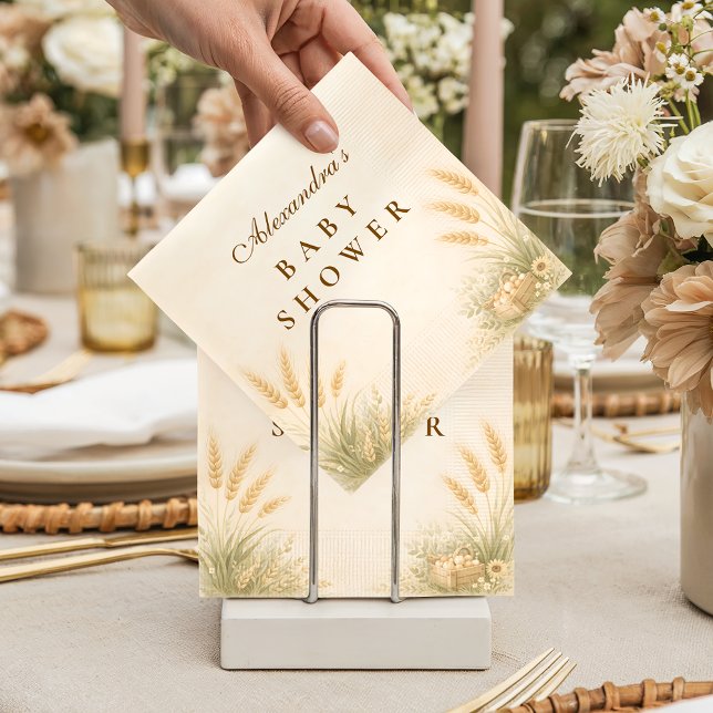 Serviette En Papier Baby Shower Prairie Fermière Rustique (Créateur téléchargé)