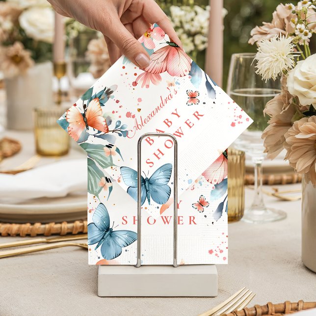 Serviette En Papier Baby Shower Prairie Papillon (Créateur téléchargé)