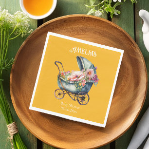 Serviette En Papier Baby shower Pram vintage Personnalisé