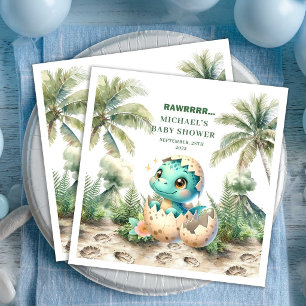 Serviette En Papier Baby Shower Précieux Dino Qui Va Éclore Bientôt No