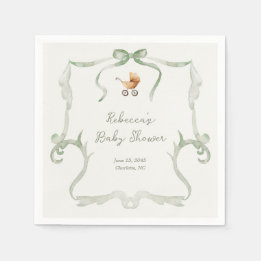 Serviette En Papier Baby Shower Préparatoire Grandmillennial Vert Saug