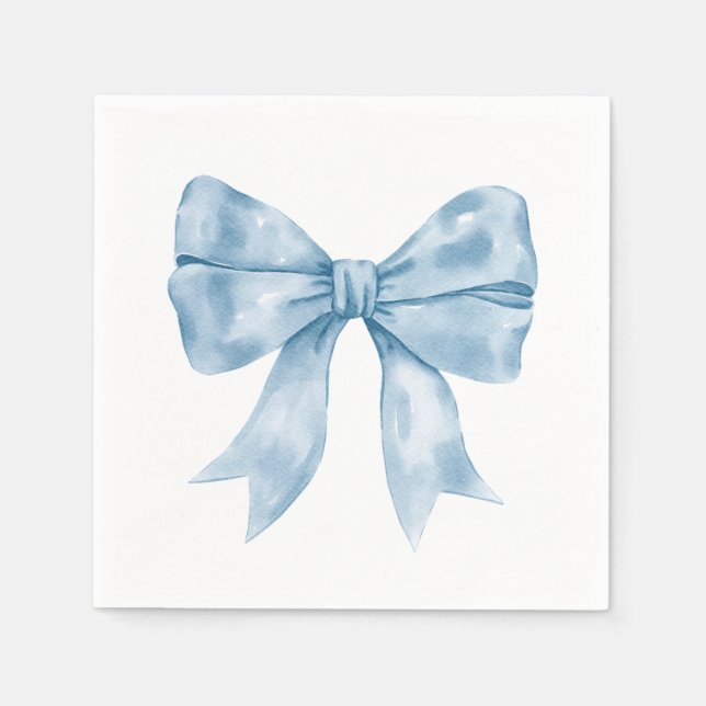 Serviette En Papier Baby shower Preppy Southern Blue Bow (Devant)