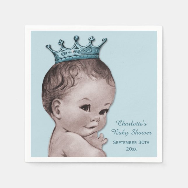 Serviette En Papier Baby shower Prince vintage personnalisé (Devant)