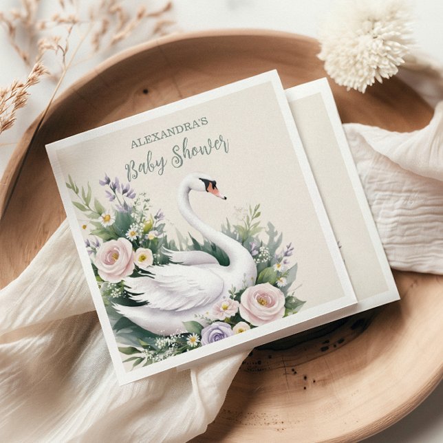 Serviette En Papier Baby shower princesse de cygne doux (Créateur téléchargé)