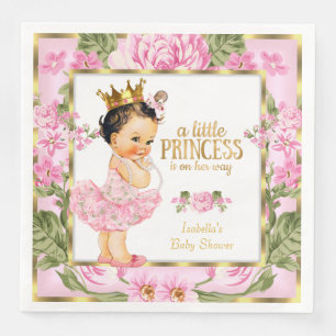 Serviette En Papier Baby Shower Princesse Rose Fleurie Rose Gold