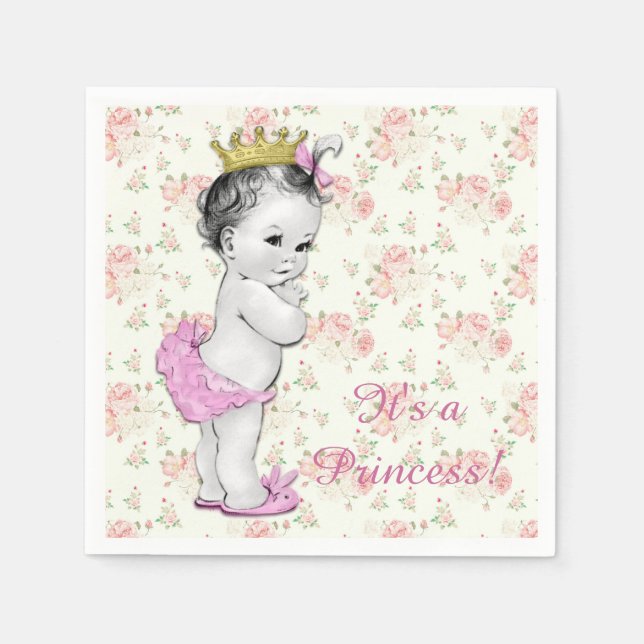 Serviette En Papier Baby shower princesse rose rose (Devant)